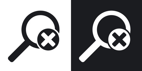 Wall Mural - vector magnifier icon with delete sign. two-tone version on black and white background