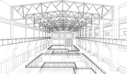 Poster - Warehouse sketch. 3d illustration