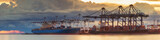 Fototapeta  - Panorama of logistic port with container loading and vessel