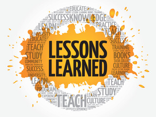 lessons learned word cloud, education concept background
