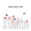 Happy Mother's day greeting card with colorful spring time flowers. Floral greeting card
