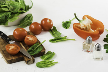 Poster - Fresh vegetables on white background.