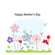 Happy Mother's day greeting card with colorful floral background and beauty spring flowers