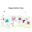 Happy Mother's day greeting card with colorful spring time flowers. Floral greeting card background