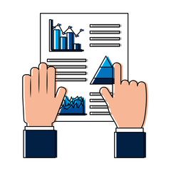 Poster - hand reading document with statistics vector illustration design