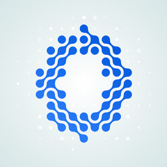 Poster - Letter O logo modern halftone icon. Vector flat letter O sign in futuristic blue dot line liquid font trendy digital design
