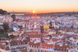 Lissabon Stadtansicht Gegenlicht Panorama bei Sonnenuntergang Portugal