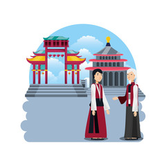 Wall Mural - chinese culture architecture icons