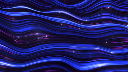 Wall Mural - abstract violet-blue neon wave line filed with glitter