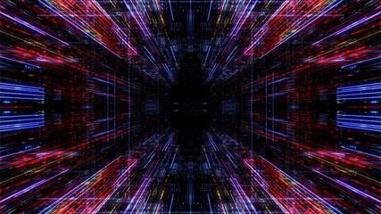 Poster - Abstract digital abstract virtual city. Scanning city for hackers attack concept. Software developer, programming, binary computer code with technology and connection concept. 3D render 4K loop