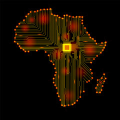 Wall Mural - Abstract Africa. Abstract map of Africa in the form of an electronic circuit. Abstract background. Vector illustration.
