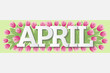 April Single Word Tulips Banner Vector Illustration 1