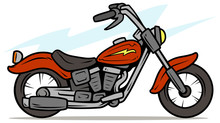 Cartoon Retro Red Motorbike