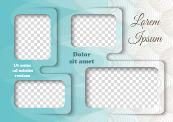 Wall Mural - Template for photo collage in modern style. Family photo album. Frames for clipping masks is in the vector file