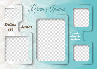 Wall Mural - Template for photo collage in modern style. Family photo album. Frames for clipping masks is in the vector file