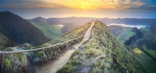 Wall Mural - sao miguel island and lake ponta delgada, azores