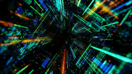 Poster - Data transfer and future technology, cyber security concept background, abstract hi speed digital internet. Motion blur. Abstract technology and cyber space environment 3D render 4K loop