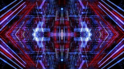 Poster - Abstract technology pattern with connecting lines and dots. Digital scientific, matrix particles grid virtual reality abstract cyber space science and technology background. 3D render 4K loop
