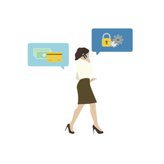 Wall Mural - Illustrated business woman with online banking security