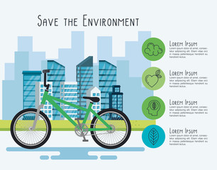 Wall Mural - bicycle vehicle with eco friendly icons