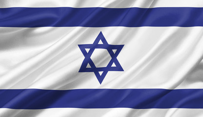 israel flag waving with the wind, 3d illustration.