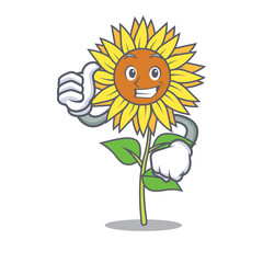 Canvas Print - Thumbs up sunflower character cartoon style