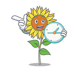 Sticker - With clock sunflower character cartoon style