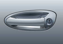 Gray Car Door Handle Vector Illustration.