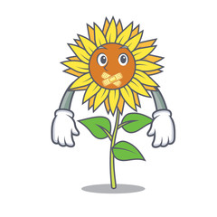 Wall Mural - Silent sunflower mascot cartoon style