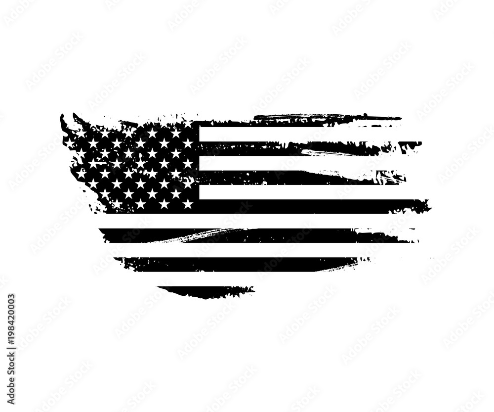Black Vintage Usa Flag Illustration Vector American Flag On Grunge Texture Wall Mural Backup16