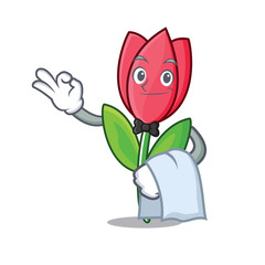 Sticker - Waiter tulip mascot cartoon style