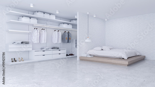 Modern Loft of bedroom and dressing room interior ,walk in closet ... Modern Loft of bedroom and dressing room interior ,walk in closet ...