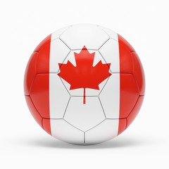 Wall Mural - 3d rendering of soccer ball with Canada flag isolated on a white background