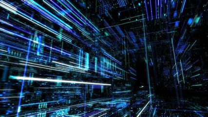 Poster - abstract digital abstract virtual city. scanning city for hackers attack concept. software developer