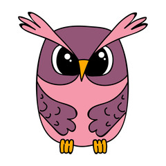 Wall Mural - vector, isolated owl character, cartoon