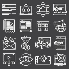 Sticker - Internet marketing icon set in thin line style