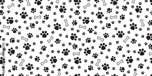 Dog Bone Seamless Pattern Vector Dog Paw Doodle Isolated Wallpaper