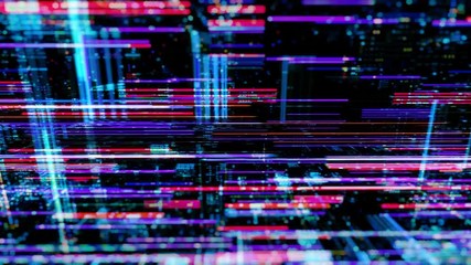 Poster - abstract digital abstract virtual city. scanning city for hackers attack concept. software developer