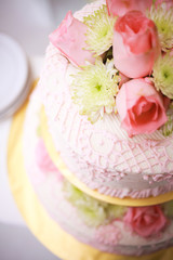 Wall Mural - Wedding cake. Selective focus. Copy space.