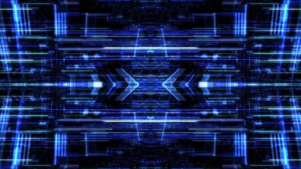 Poster - Abstract technology pattern with connecting lines and dots. Digital scientific, matrix particles grid virtual reality abstract cyber space science and technology background. 3D render 4K loop