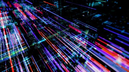 Poster - abstract digital abstract virtual city. scanning city for hackers attack concept. software developer
