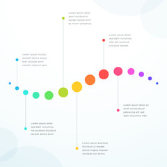 Poster - abstract 6 point colorful flat horizontal timeline