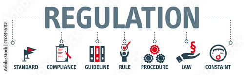 Cuadros en Lienzo Banner Regulation Compliance Rules Law Standard vector illustration concept