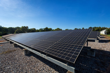 solar panel on sky sunset background.