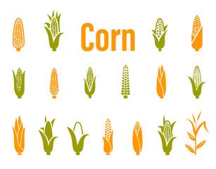 Wall Mural - Corn icons. Vector illustration isolated on white background.
