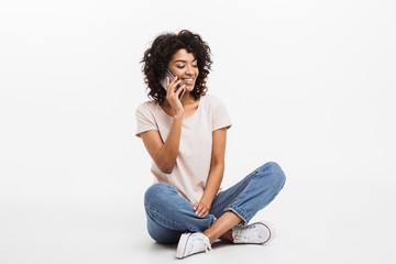 Wall Mural - Portrait of pretty young afro american woman