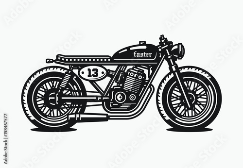Fotografía Monochrome cafe racer motorcycle. Vintage style. Custom bike.