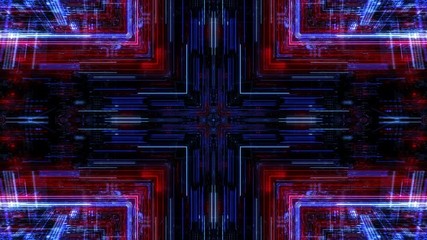 Poster - Abstract technology pattern with connecting lines and dots. Digital scientific, matrix particles grid virtual reality abstract cyber space science and technology background. 3D render 4K loop