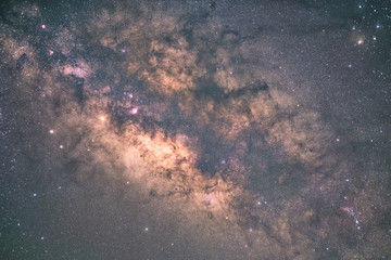 Wall Mural - the center of milky way galaxy. long exposure photograph grain added
