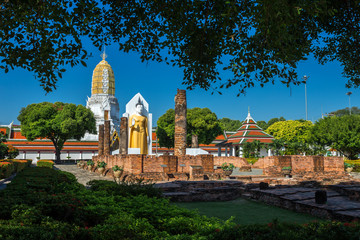 Buddha statue at Wat Phra Si Rattana Mahathat also colloquially referred to as Wat Yai is a Buddhist temple (wat) in Phitsanulok Province, Thailand.